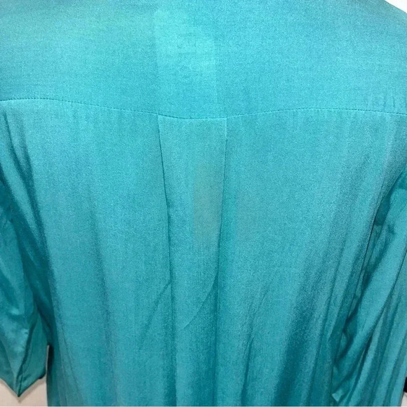Ekouer teal v- neck shirt dress long sleeve with pockets NWT - Picture 5 of 10